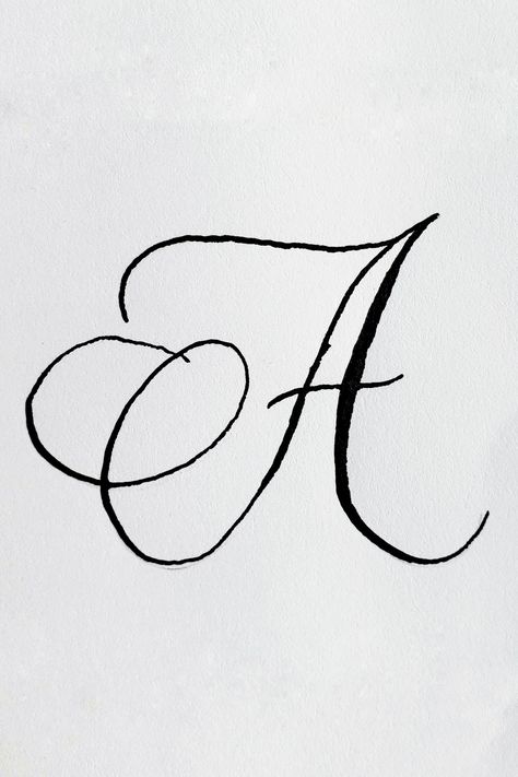 This classic calligraphy letter A is part of an alphabet style study in watercolor and ink. Letter A and Azalea. Letter A Drawing Design, A Style Letter, Nails With Letter A Initial, A Letter Calligraphy, A Aesthetic Letter, A Letter Drawing, Letter A Calligraphy, Letter A Aesthetic, A Calligraphy Letter