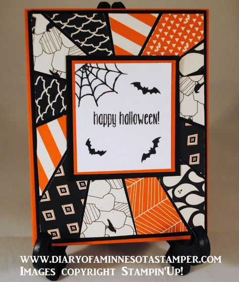 happy halloween Happy Halloween Cards Diy, Halloween Cards Handmade Ideas Easy, Halloween Handmade Cards, Su Halloween Cards, Halloween Cards Handmade Ideas, Homemade Halloween Cards, Halloween Birthday Cards, Diy Halloween Cards, Starburst Cards