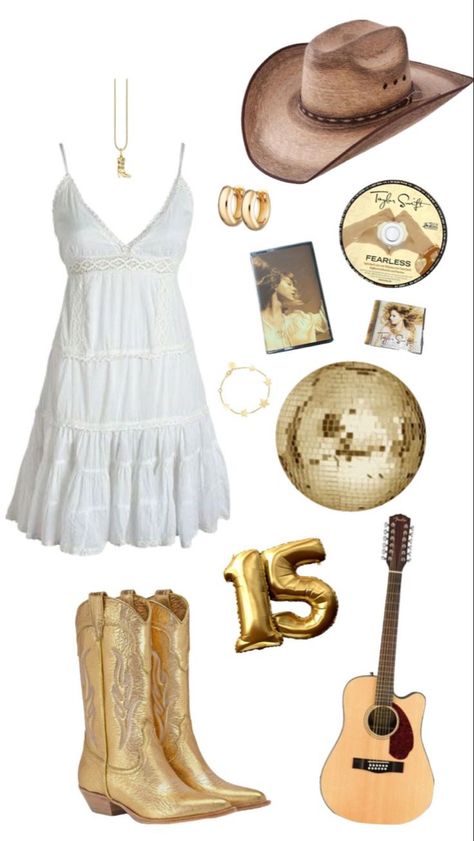 Taylor Swift Oufit, Fearless Taylors Version, Concert Taylor Swift, Taylor Swift Country, Taylor Swift Costume, Taylor Swoft, Taylor Outfits, Taylor Swift Party, Taylor Swift Birthday