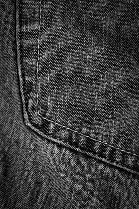 pocket of black denim jeans texture - http://www.myfreetextures.com/pocket-of-black-denim-jeans-texture/ Tela, Dark Denim Aesthetic, Black Denim Aesthetic, Black Jeans Aesthetic, Jean Texture, Collection Moodboard, Cyberpunk Concept, Black Denim Fabric, Jeans Texture