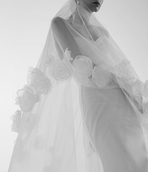 A modern dress with mesh draping and a veil adorned with handcrafted peony roses is the perfect blend of modern classic and uniqueness. Unique Wedding Veil, Unique Wedding Veils, Peony Roses, Peony Rose, March 16, Modern Dress, Wedding Veil, Unique Wedding, Modern Classic