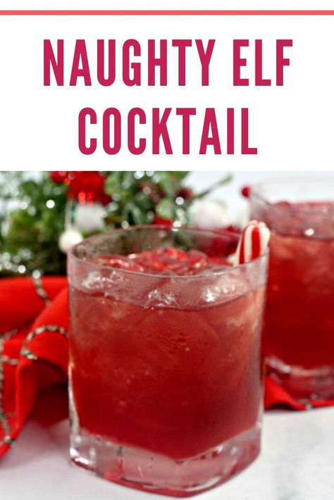 This Naughty Elf Cocktail is a delicious fruity adult beverage made with spiced rum and a delicious assortment of fruit juices and liquors. This is a super fun and adorable name that fits the drink. You and your guests will love this delicious combination of flavors. #christmascocktail #christmas #drinkrecipe #holidaydrinks #christmasparty Christmas Clausmopolitan, Elf Themed Cocktails, Tipsy Elf Drink, Christmas Adult Beverages, Christmas Drinks For Adults Pitcher, Christmas Cocktails Easy Vodka, Christmas Themed Drinks Cocktails, Christmas Theme Drinks, Christmas Pitcher Cocktails