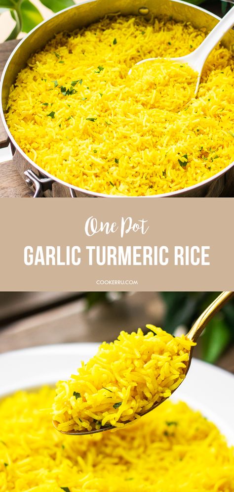 Garlic Turmeric Rice Garlic Turmeric Rice, Crispy Fried Rice, Flavorful Rice, Turmeric Rice, Low Carb Low Sugar Diet, Low Sugar Diet Recipes, Rice Side Dish Recipes, Rice Side, Arroz Frito