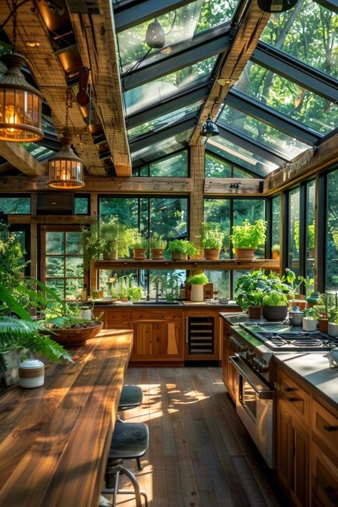 30 Greenhouse Ideas: Creative Designs for Your Home Garden Greenhouse House Extension, Indoor Outdoor Greenhouse, Future Home Design, Sunrooms With Plants, Cool Greenhouse Ideas, Greenhouse In House, House In Greenhouse, Green House Inside Home, In Home Greenhouse