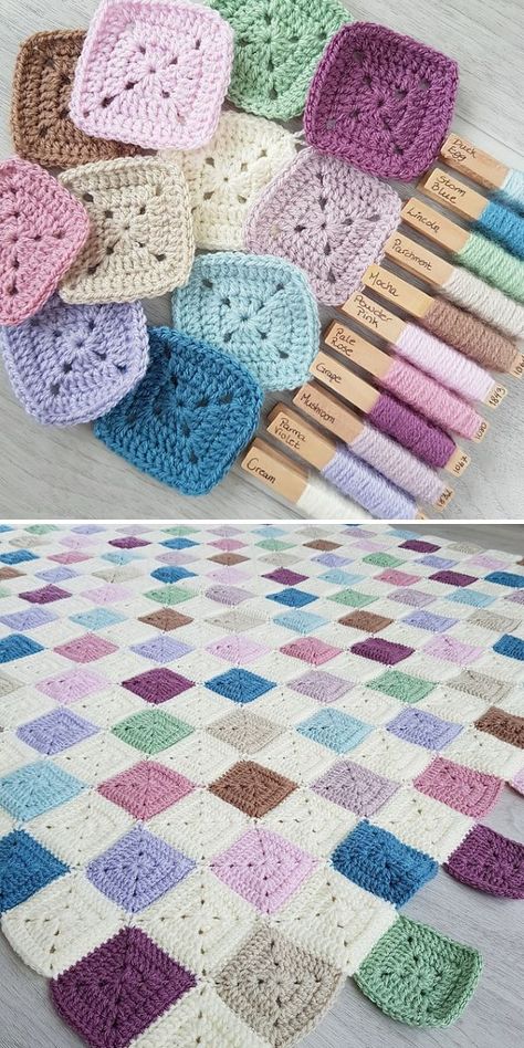 Crochet Directions, Blankets Crochet, Bobble Stitch Crochet, Yarn Color Combinations, Crochet Granny Square Afghan, Bunny Lovey, Bright Quilts, Crochet Sheep, Granny Square Crochet Patterns