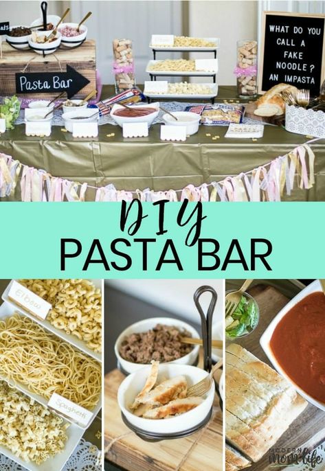 Introducing a @SkinnerPasta Bar that is as unique and special as the friendships we make. Check out this DIY Pasta Bar guide complete with party decoration ideas, pasta recipes and shopping tips. Consider pasta for your next special event with friends.   What is your favorite pasta dish to make when you host? AD via @amodernmomlife Bar Ideas For Birthday Party, Pasta Bar Ideas, Diy Pasta Bar, Pasta Bar Party, Pasta Buffet, Ideas For Birthday Party, Diy Pasta, Party Food Bars, Team Dinner