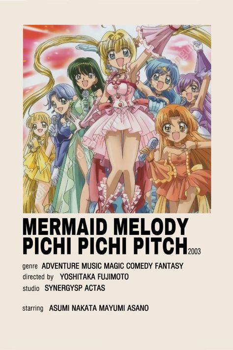 Mermaid Melody Pichi Pichi Pitch Aesthetic, Pitchi Pitchi Pitch Lucy, Pichi Pichi Pitch Aesthetic, Pitchi Pitchi Pitch, Mermaid Melody Pichi Pichi Pitch Pure, Minimalist Anime Poster, Poster Polaroid, Old Kids Shows, Mermaid Anime