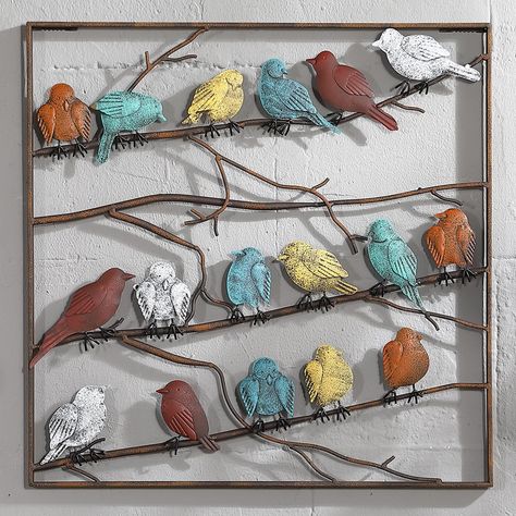 PRICES MAY VARY. 【🐤Metal Bird Wall Art】Bird on tree branch wall art is made of quality iron material, The hand-welded vivid and lifelike birds, the colors are carefully painted to ensure they don't fade easily, providing you with long-lasting beauty. 【🐤UNIQUE BIRD WALL ART DESIGN】Bird wall decor is natural looking accents with tree branch and bird theme, and the birds has a differently colored: Brown, blue, yellow, white, green and red, which these bring a colorful touch to the wall art and ma Wedding Party Room, Scroll Wall Art, Tree Branch Wall Art, Metal Bird Wall Art, Tree Branch Wall, Bird Wall Decor, Wall Hanging Crafts, Bird Theme, Tree Wall Decor