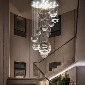 Modern Chandelier Foyer, Long Staircase, Entryway Pendant Lighting, Raindrop Chandelier, Luxury Staircase, Foyer Chandelier, Staircase Chandelier, Entryway Lighting, Foyer Lighting