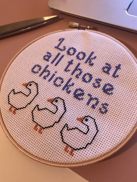 Couture, Vine Cross Stitch Pattern, Vine Cross Stitch, Meme Embroidery Designs, Cross Stitch Memes, Beginner Cross Stitch Patterns Free, Chicken Cross Stitch, Flower Hand Embroidery, Embroidery Design Pattern