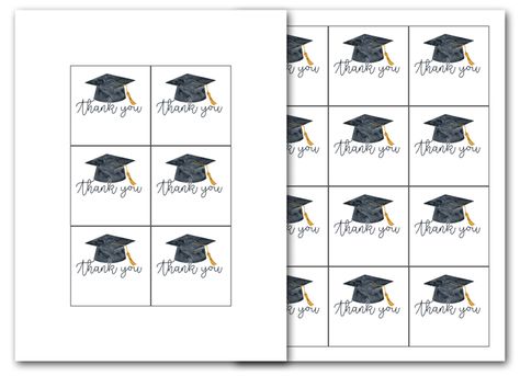 Thank You Tags Printable Free Editable, Simple Favor, Watercolor Graduation, Grad Party Favors, Thank You Tag Printable, Graduation Printables, Free Printable Tags, Graduation Favors, Preschool Graduation