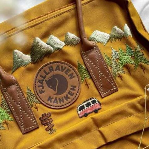 Embroider Mountains, Embroidery On Backpack, Kanken Backpack Embroidery, Backpack Embroidery, Embroidery Backpack, Backpack Tutorial, Embroidered Backpack, Sew Simple, Beautiful Roads