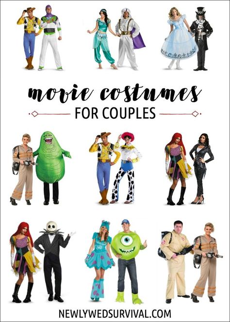 Top Movie Costumes for Couples http://newlywedsurvival.com/top-movie-costumes-for-couples/ Do you have any ideas to add? Disney Fancy Dress Couples, Bf And Gf Matching Halloween Costumes, Disney Costume Ideas For Couples, Duo Movie Characters, Disney Duos Characters, Couple Costumes Movies, Halloween Movies Costumes, Movie Character Outfit Ideas, Movie Costumes Diy