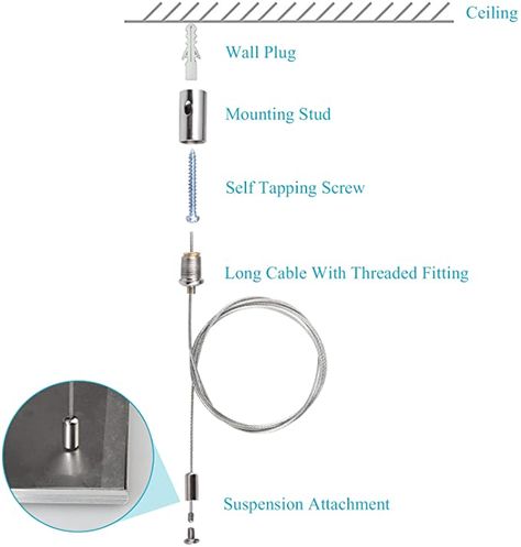 OTTFF 4 Pcs Lighting Light Suspension Cables Kit Steel Hanging Chains, Per Strip Load 6.6 Ib 3 ft for LED Panel Light Shop Lights Aquarium Lights, Attachments Included - - Amazon.com Floating Table Diy, Cable Lights, Shop Lights, Bathroom Color Schemes, Conceptual Architecture, Shelving Design, Cable Lighting, Ceiling Detail, Aquarium Lighting