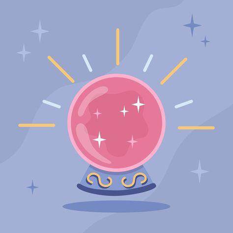 Pink crystal magic ball for fortune tell... | Premium Vector #Freepik #vector #flat #glass #design #mystery Magic Ball Illustration, Crystal Ball Illustration, Fortune Ball, Mini Doodles, Mini Doodle, Magic Ball, Magic Mirror, Crystal Magic, Fortune Telling