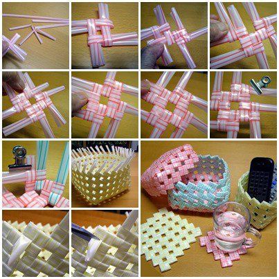 Did you know you could use a straw for other things besides drinking? Today I share with you how to weave a basket out of drinking straws. It might seem hard, but with a picture tutorial, it will feel much easier. What Needed: a bunch of straws some small paper clips scissors To make a Diy Straw Crafts, Plastic Straw Crafts, Drinking Straw Crafts, Straw Art, Diy Straw, Straw Crafts, Straw Weaving, Boyfriend Crafts, Paper Weaving