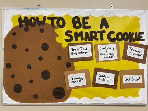 Smart Cookie Bulletin Board Ideas, Foods Bulletin Board Ideas, Academic Success Bulletin Board Ra, Ra Study Tips Bulletin Board, Life Skills Ra Bulletin Board, Ra Academic Bulletin Boards, Cookie Bulletin Board Ideas, Fall Ra Board Ideas, Simple Ra Bulletin Boards