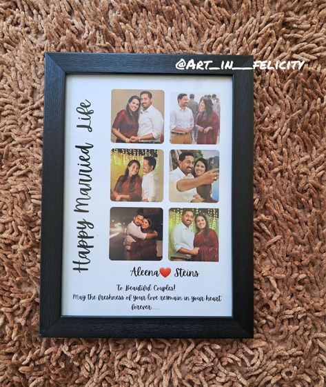 Couples Photo Frame Ideas, Photo Frames Design, Couple Photoframe Ideas, Happy Married Life Frame, Marriage Frames Wedding Ideas, Wedding Anniversary Photo Frame Ideas, Marriage Photo Frame Ideas, Photo Frame Gift Ideas Friends, Anniversary Frame Ideas