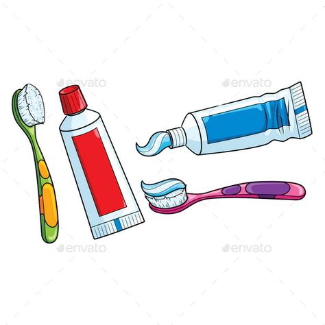 Toothbrush and Toothpaste Cartoon by rubynurbaidi | GraphicRiver Tooth Brush Drawing, Toothpaste Drawing, Toothbrush Drawing, Cartoon Toothbrush, Toothpaste And Toothbrush, Pasta Gigi, Teeth Drawing, Tattoo Fonts Alphabet, Toothbrush And Toothpaste