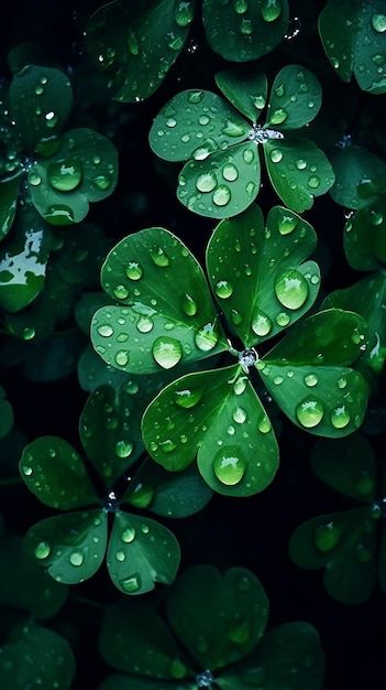 Best Nature Photography, Water Drops On Flowers, Four Leaf Clover Photography, Clover Wallpaper Aesthetic, Four Leaf Clover Wallpaper, Cute Green Wallpapers, For Leaf Clover, Good Luck Wallpaper, Luck Aesthetic