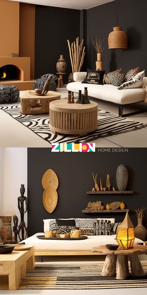 Your Gateway to African-inspired Interior Design Africa Inspired Living Room, African Contemporary Interior Design, Modern African Design, African Boho Bedroom, African Airbnb, Modern African Decor Living Rooms, South African Interior Design, African Apartment, Ethnic Interior Design
