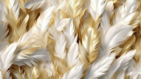 Close up gold and white feathers background, AI Generated Feathers Background, Feather Background, Indian Feathers, Gold Feathers, Simple Cartoon, Technology Background, Pink Feathers, White Feathers, Drawing References