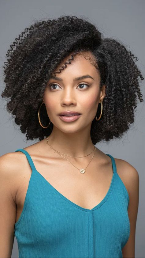 4A Natural Hair Ideas (8 Styles for this Month) – Stylish Hair Ideas Natural Hair Side Part, Shoulder Length Natural Curly Hairstyles, Short 4a Hair, Middle Part Curls, Natural Hair Ideas, Long Natural Curls, 4b Natural Hair, 4a Natural Hair, Curly Cuts