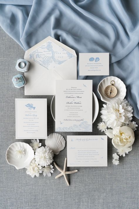 Coastal Wedding Theme, Coastal Chic Wedding, Beach Wedding Inspo, Coastal Wedding Invitations, Gold Beach Wedding, Coastal Wedding Decor, Blue Beach Wedding, Beach Wedding White, Printing Studio