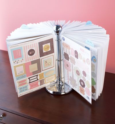 Paper towel holder with page protectors held by binder clips. So many uses for this! Stickers, tickets, story time... Chur, Diy Sticker, Binder Rings, Display Photos, Kitchen Craft, Page Protectors, Desktop Organizer, Red Lobster, Paper Towel Holder