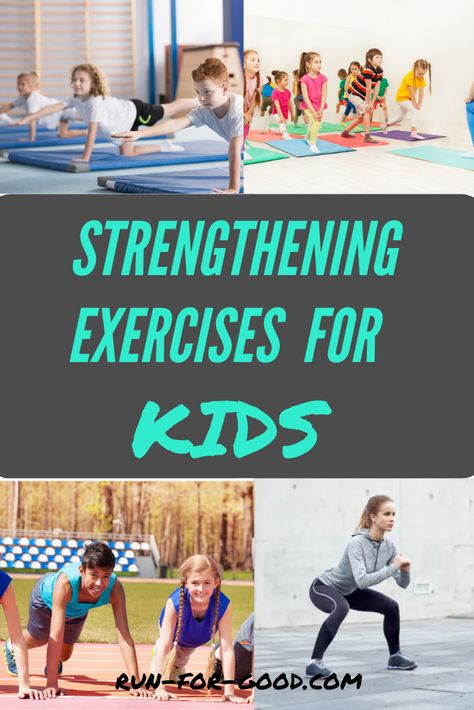 Strengthening exercises can help kids improve performance and avoid injury. Here are strengthening exercises for kids, with no equipment needed. #kidsexercise #kidsfitness #kidsstrengthening Kids Fitness Workouts, Workouts For Preteens, Crossfit Kids Workouts, Kid Workouts, Kid Exercise, Stretches For Kids, Fitness For Kids, Temple Building, Agility Drills