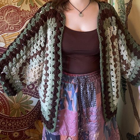 Cottagecore crochet oversized hexagon cardigan, fits... - Depop Cottagecore Crochet, Hexagon Cardigan, Fall Outfits 2023, Outfits 2023, Free Crochet Patterns, How To Crochet, Crochet Cardigan, Sweater Pattern, Crochet Sweater
