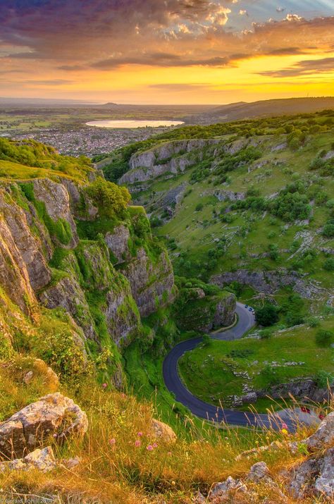 Cheddar Gorge sunset (Somerset, England) by Gerard Tohill Cheddar Gorge, Uk Places, Somerset England, West England, West Country, British Countryside, England And Scotland, England Uk, English Countryside