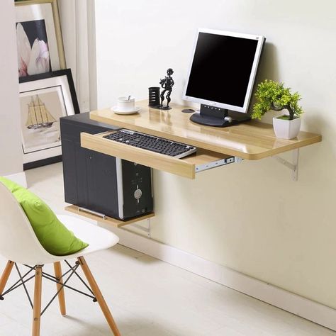 Space-saving simple desktop computer desk safe and stable household wall-mounted folding table strong load-bearing creative note Small Home Office For Two, Simple Study Desk, Wall Mounted Computer Desk, Desktop Computer Desk, Computer Table Design, Wall Mounted Folding Table, Computer Desk Design, Small Computer Desk, Wall Mounted Table