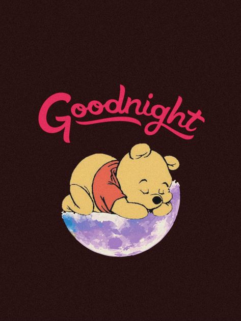 Goodnight Cute Images Aesthetic, Sleeping Wallpaper Aesthetic, Night Dress Aesthetic, Goodnight Wallpaper, Goodnight Aesthetic, Winnie The Pooh Aesthetic, Pooh Aesthetic, Aesthetic Sleep, Cute Goodnight