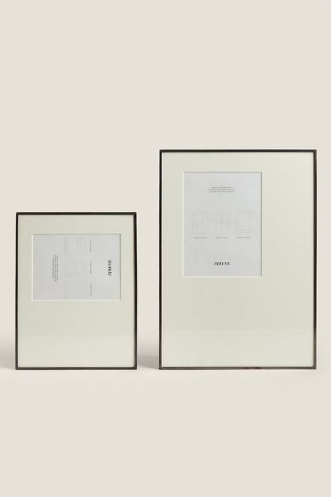 SET | ZARA United States Three Picture Frames On The Wall, Oversized Matted Frames, Large Matted Frames, Entry Way Gallery Wall, Big Picture Frames, Double Picture Frame, Minimalist Picture Frames, Boston House, Bathroom Fragrance