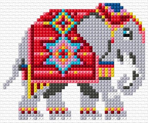 Cross Stitch Elephant, Cross Stitch Calculator, Elephant Cross Stitch, Hama Mini, Colourful Cross Stitch, Pixels Art, Cross Stitch Cushion, Crocheted Bags, Cross Stitch Geometric