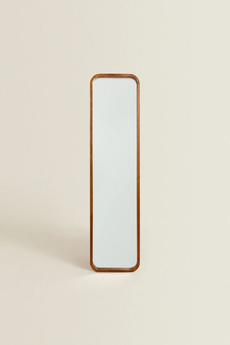 WOODEN MIRROR WITH STAND - Brown | ZARA United States Full Length Mirror In Bedroom, Wood Full Length Mirror, Mirror With Frame, Full Mirror, Long Mirror, Tall Mirror, Wooden Bedside Table, Wood Framed Mirror, Wooden Mirror