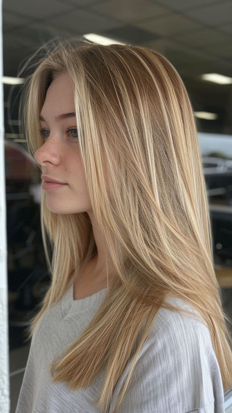 Honey Color Highlights Brunettes, Fade To Blonde Hair, Sun Highlights Blonde, Blond Foliage, Highlights On Honey Blonde Hair, Warm Blond Highlight, Foils Hair Blonde, Blond Foils, Blonde Honey Highlights