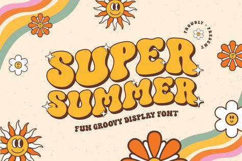 Super Summer is a fun, groovy display font that will bring back the lovely hippie vibe of the 60s and 70s. Its cheerful and summery personality, will help you create one-of-a-kind designs. Try before you buy Super Summer font for iOS, Android, macOS, or Windows for free, or you can download the full version with […] The post Super Summer Font appeared first on FreeFontDL. Full Alphabet Fonts, 60s Font, Hippie Font, Summer Font, Casual Fonts, Holiday Fonts, Groovy Vibes, Light Font, Futuristic Fonts