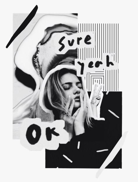 Sure, yeah, OK //  Pinterest: @jjuliajuliaa Charcoal Drawings, Collage Magazine, Collage Kunst, Desain Buklet, Graphisches Design, Fashion Collage, Template Instagram, Collage Design, Digital Art Design