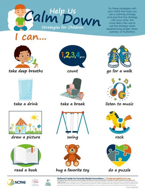 Try these strategies with children in your classroom and share with families! The more you use a calming strategy and practice the strategy with your child, the more likely they are to use the strategy when experiencing anger, stress, sadness, or frustration. Organisation, Calm Down Strategies, Pyramid Model, Counselling Tools, Kindergarten Homeschool Curriculum, Calm Kids, Social Emotional Activities, Calming Strategies, Social Emotional Learning Activities