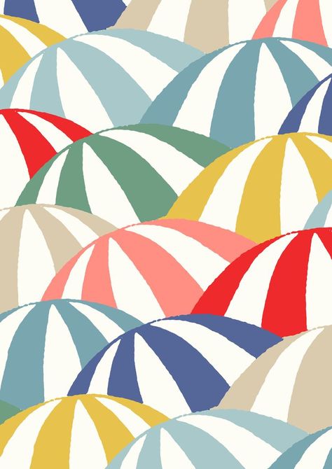 Mar Del Plata, Beach Umbrella Art, Umbrella Illustration, Stripes Pattern Design, Beach Art Painting, Conversational Prints, Watercolor Art Journal, Beach Umbrellas, Beach Illustration