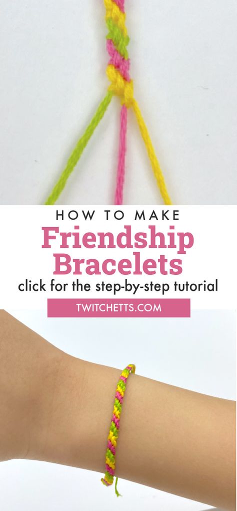 How To Make A Friendship Bracelet Easy Step By Step, Twisted Thread Bracelet, 90s Friendship Bracelets, What To Make With Embroidery Floss, Candystripe Friendship Bracelet, Friendship Bracelet Beginner, Friendship Bracelets Diy Tutorial, Bracelet Ideas String Easy, Candy Stripe Bracelet Pattern