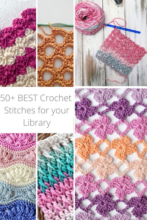 50+ Best Crochet Stitches to Add to Your Stitch Library - love. life. yarn. Tela, Amigurumi Patterns, Crochet Lessons Tutorials, 100 Crochet Stitches, Different Crochet Stitches, Crochet Stitches Chart, Popular Crochet, Crochet Stitches Unique, Crochet Stitches Free