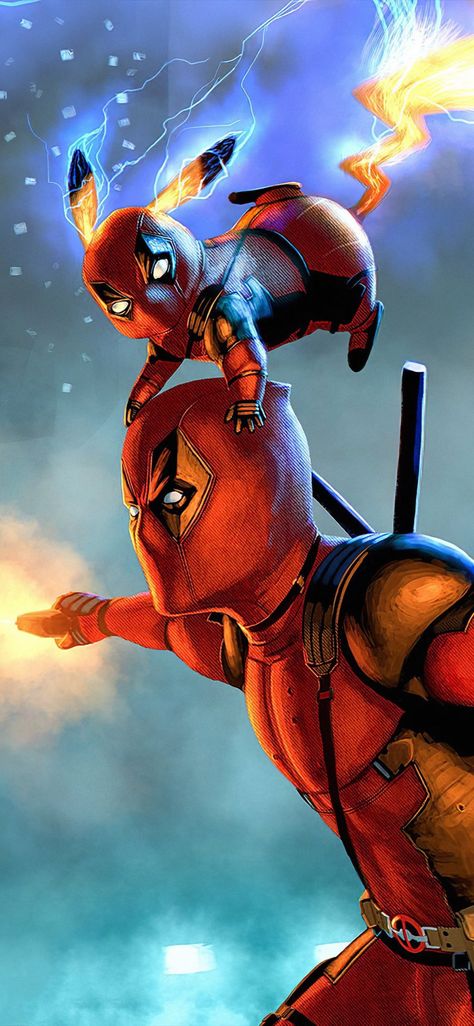 Wallpaper Pikachu, Deadpool Wallpaper Iphone, Deadpool Cartoon, Deadpool Hd Wallpaper, Pikachu Wallpaper Iphone, Deadpool Pikachu, Pokemon Painting, Deadpool Art, Pokemon Photo