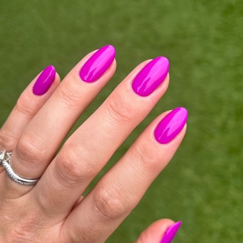 Pink nails - purple nails - Halloween nails - green nails - fall nails - witchy nails Purple Different Color Nails, Purple Fushia Nails, Vibrant Purple Nails, Bold Summer Nails, Hot Pink And Purple Nails, Vacation Nails Bright, Bright Purple Nails, Pink Purple Nails, Feb Nails