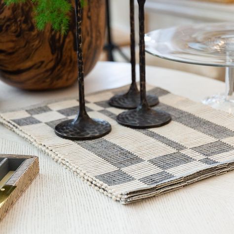 Handwoven by our skilled weavers in our 51 Main Street weaving studio, our placemats are a wonderful accent to any table. Woven in a basket weave structure incorporating neutral shades.