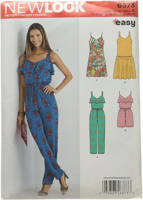 New Look Sewing Pattern 6373: Misses' Jumpsuit or Romper and Dresses, Size A, Multicolor, (8-10-12-14-16-18-20) : Amazon.co.uk: Home & Kitchen Couture, Newlook Patterns, 70s Women Fashion, Romper Sewing Pattern, Jumpsuit Pattern Sewing, Simple Dress Pattern, New Look Patterns, Dresses Sewing, Fashion Sewing Tutorials