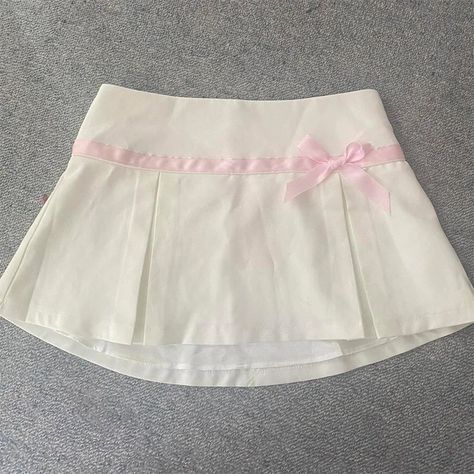 Smarter Shopping, Better Living! Aliexpress.com Pink Low Rise Mini Skirt, Skirt With Bow In The Back, White Coquette Skirt, Sewing Mini Skirt, Cute Skirts Aesthetic, Coquette Bottoms, Low Waist Skirt Outfits, Mini Skirt Coquette, Coquette Skirts