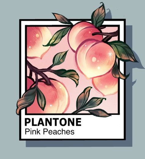 PLANTONE® Animal Illustration Art, Plant Art, Japanese Artists, Peach Pink, Wall Artwork, Grafik Design, Drawing Inspiration, Peaches, Flower Drawing